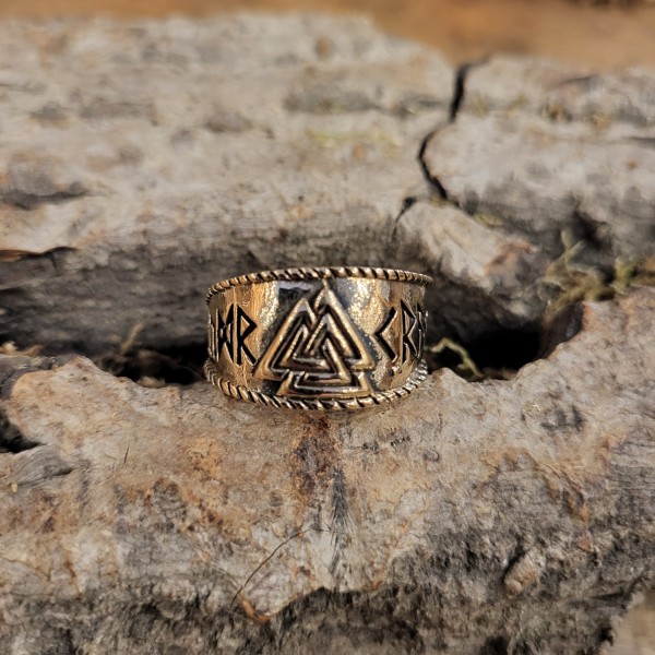 Wikinger Kraftring mit Valknut aus Bronze