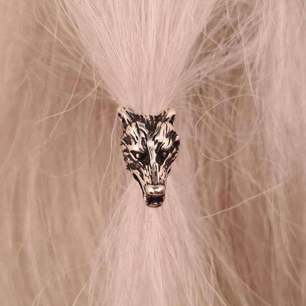 Wikinger Bart & Haarperle Wolfkopf aus Silber