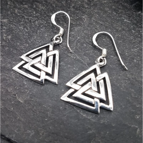 Asatru Ohrhänger Valknut aus 925er Sterling Silber