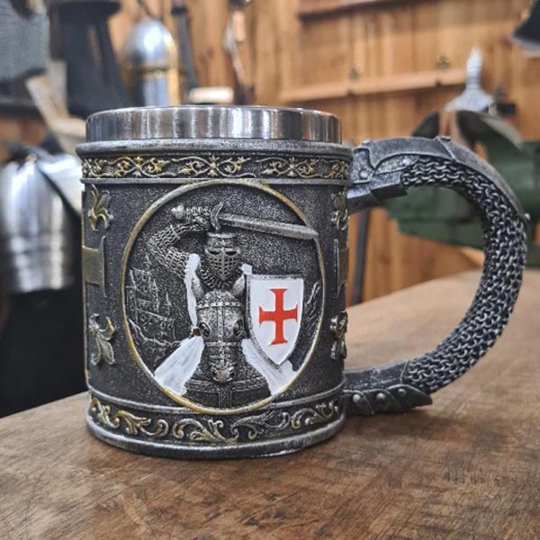 Mittelalter Krug Templer mit Edelstahleinsatz - Dekoration